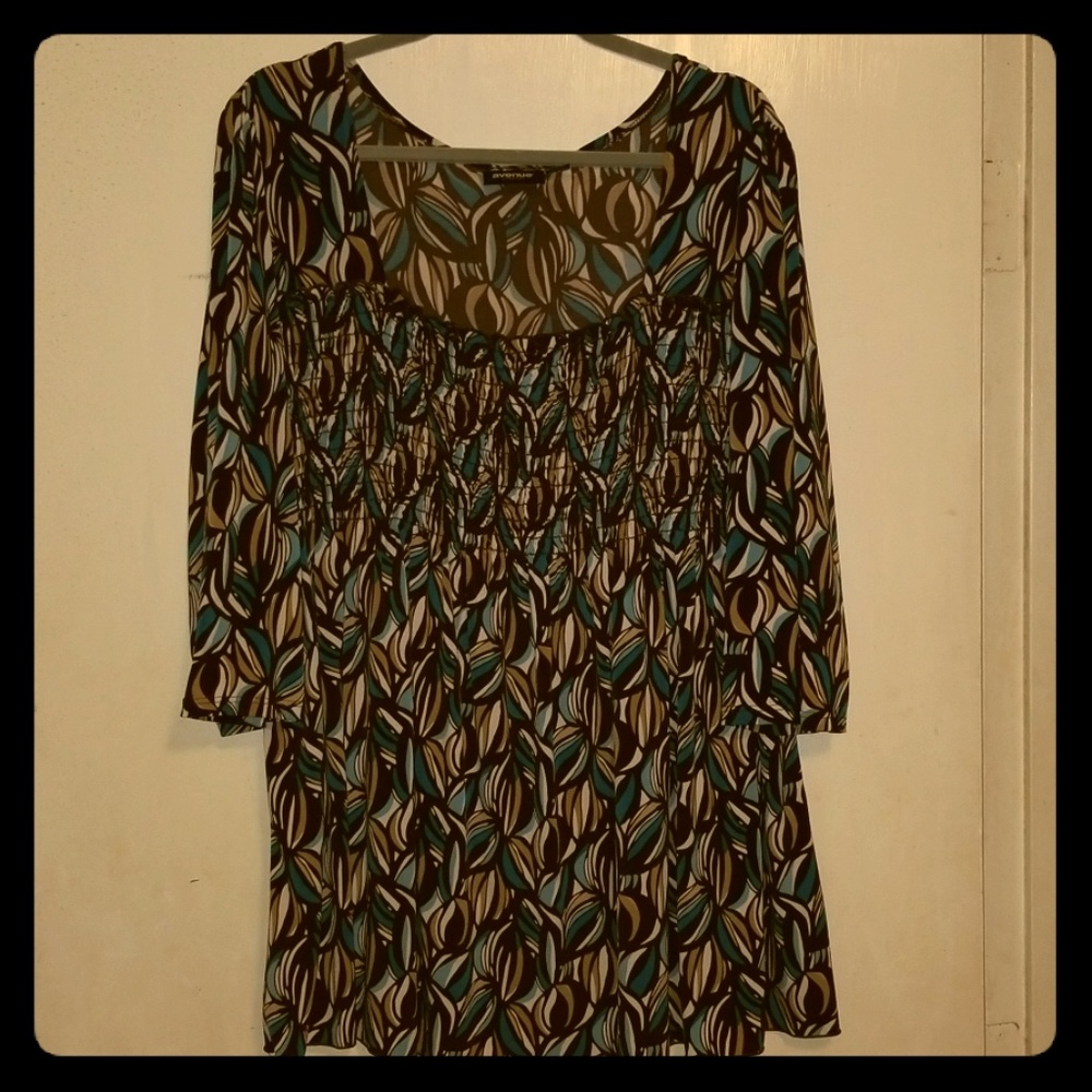 Abstract Peacock Design Peasant Top